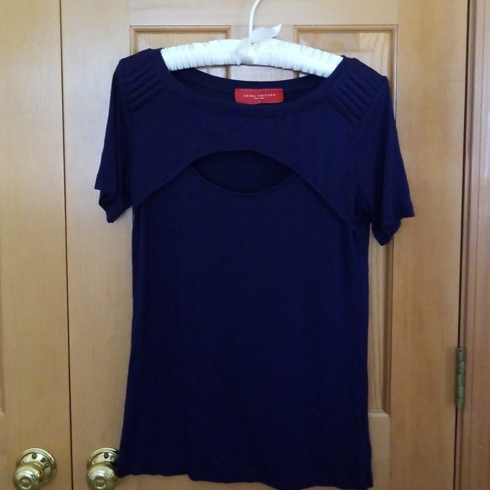 Akira Navy Blue Cut Out Top
